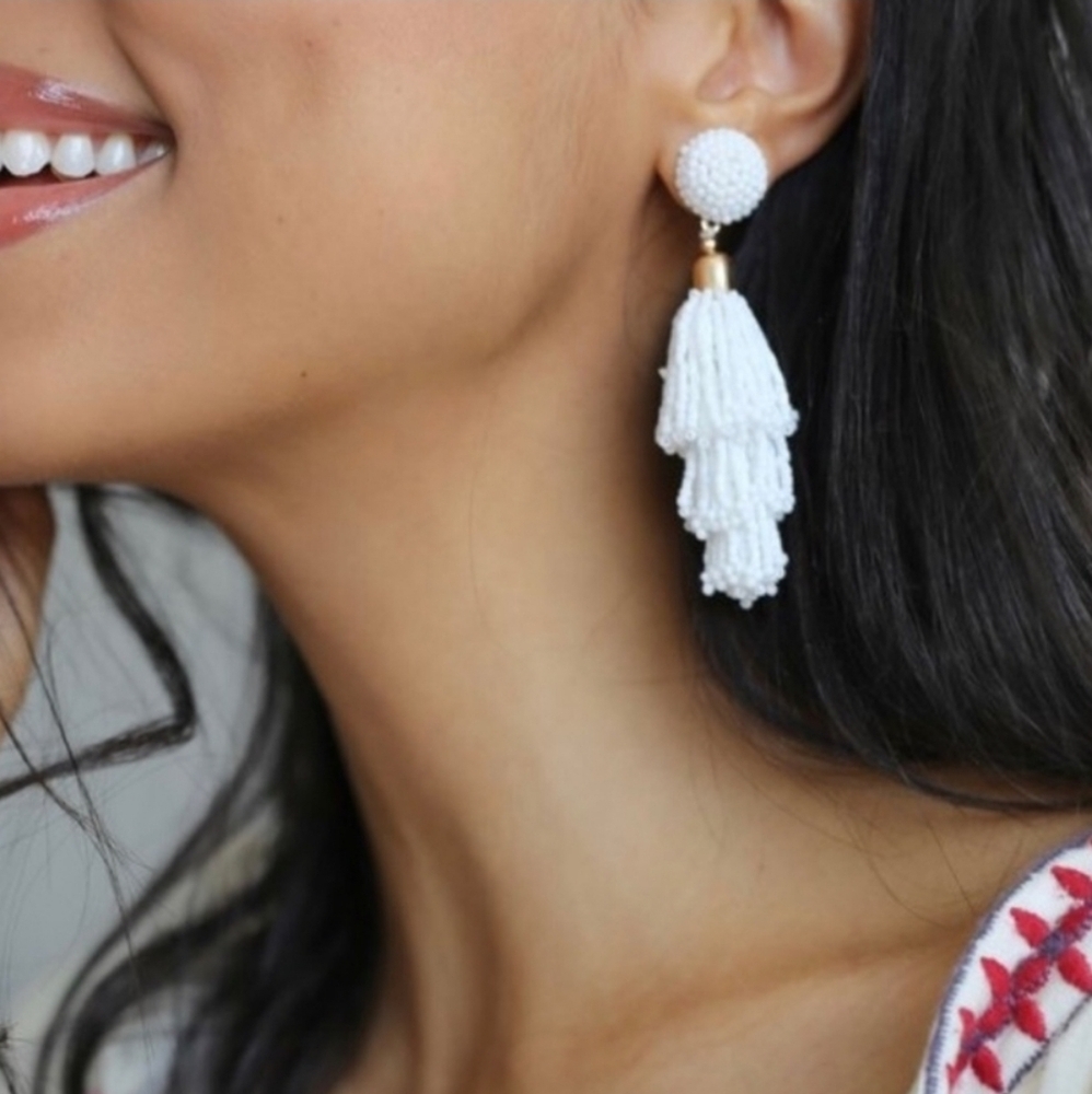 Panacea White Beaded Post Dangle Earrings New